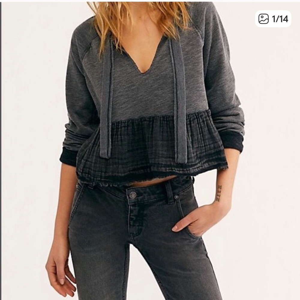 Free People Sweet Jane Peplum Cropped Sweatshirt
